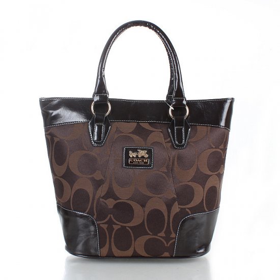 Coach Logo In Monogram Medium Coffee Totes FDQ | Women